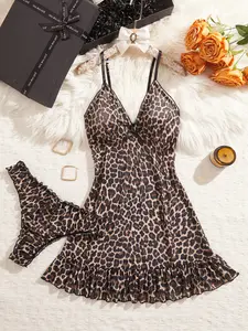 Women's Casual Elegant Sleepwear Set, Polka Dot Pattern, Lightweight Semi-Transparent, Soft and Breathable, Loose Fit, All Seasons, Valentine's Gift