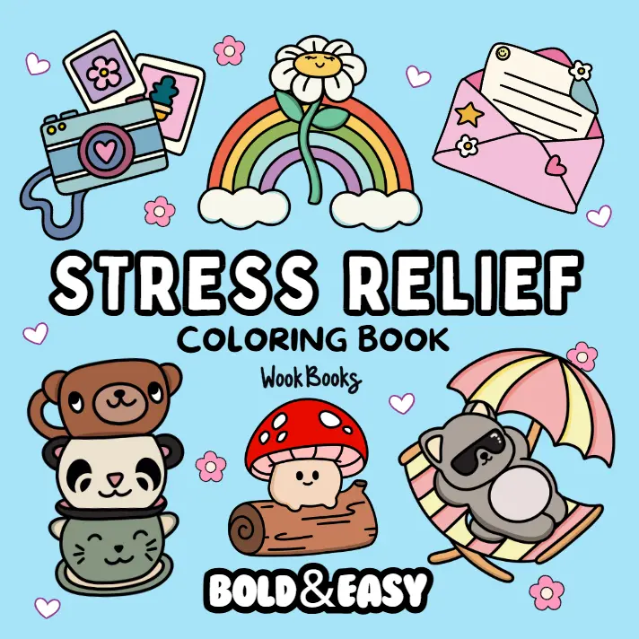 Stress Relief Coloring Book & Reusable Protective Sheet by Wook Books