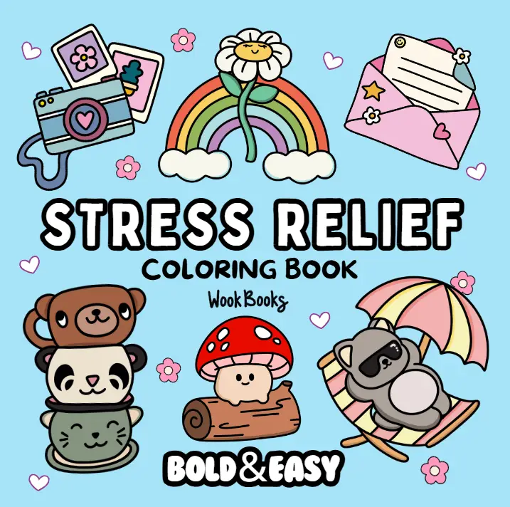 Stress Relief Coloring Book & Reusable Protective Sheet by Wook Books