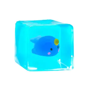 Cube Fidget Toy with Maltose Filling - Glow-in-The-Dark Unicorn Whale Inside, Squishy Sensory Toy, Stress Relief Toy for Halloween, Christmas & Birthday Gift, Fidget Gadget