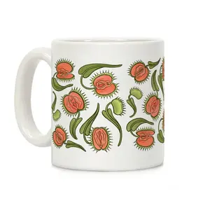[Sale Up To 40% + Freeship] Venus Flytrap Ceramic Coffee Mug, Unique Botanical Drinkware, Sturdy Cup with Handle for Home and Office NA13