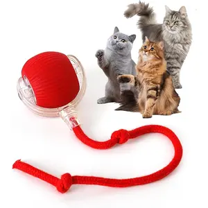 Electric Cat Ball Toy with Rope, Interactive Cat Teaser Toy, Automatic Rolling Ball Toy,Pet Supplies, Dog & Cat Accessories