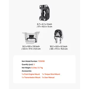 VEVOR Engine and Transmission Motor Mount Kit Replacement, Set of 3, Compatible with 2013-2019 Ford Escape 2.0L L4, Replace OE# A5612, A5631, A5520, Secure Support