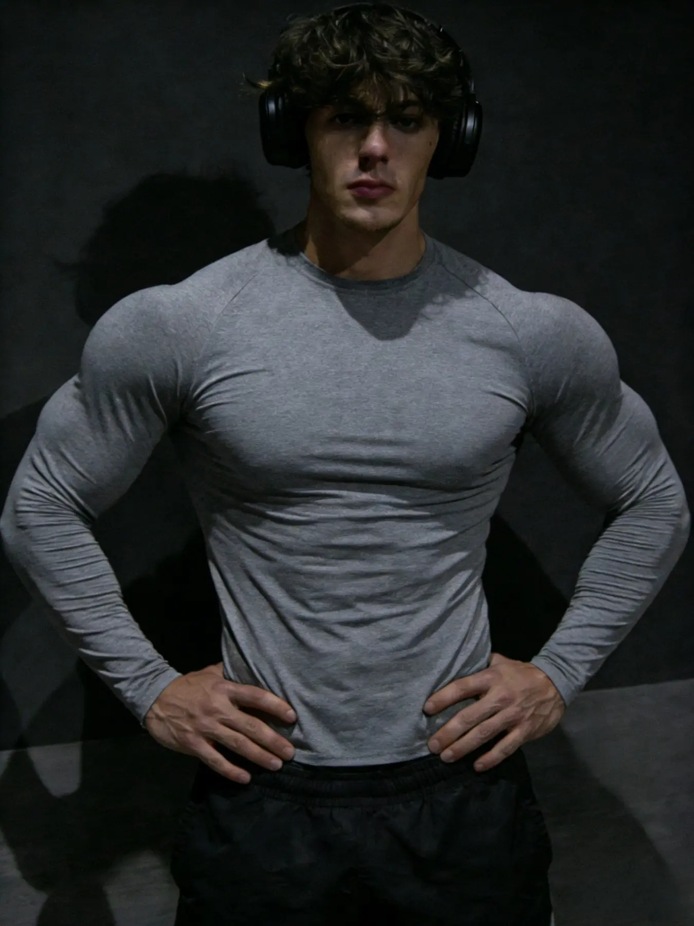 Men's Mixed Fabric Long-Sleeve Quick-Dry T-Shirt, Sporty Crew-Neck Slim-Fit Sweat-Wicking Top, Breathable Gym Training & Running Base Layer, Fitness Apparel, Fitness Shirts