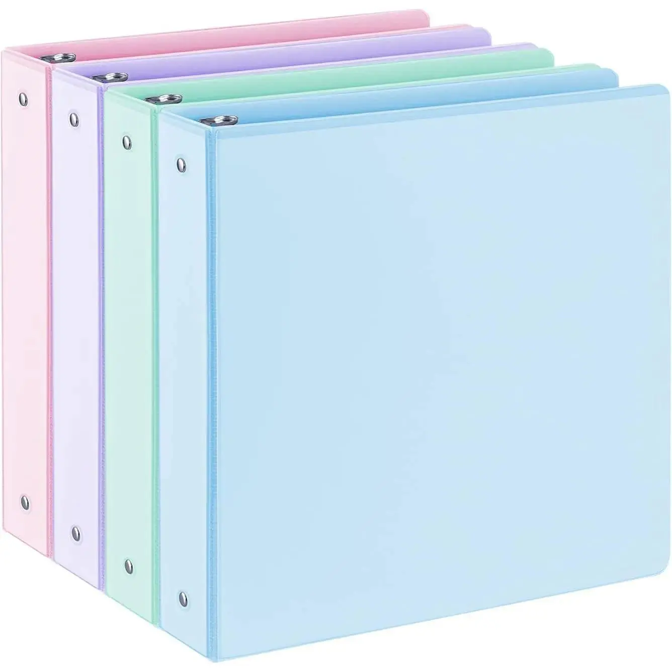 1.5" 3-Ring Binder with Pockets - Office Accessories, Storage Binder, 325-Sheet Capacity, Fits 11"x8.5" US Letter Size, Assorted 4 Pastel Colors, Ideal for School & Office Use, 3-Ring Binders