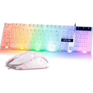 Gaming Keyboard and Mouse Combo, USB Wired Light Up Keyboard, Rainbow LED Lit Backlight Keyboard For Mouse Set For Computer Windows PC For PS4 For Xbox For Laptop For iMac For Raspberry Pi