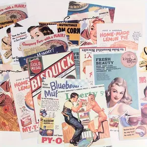 30 pieces of retro recipe and advertising poster set, retro scrapbook collage materials, high-quality paper suitable for DIY handicrafts, diaries and art projects - medieval modern design decoration, Card Vintage