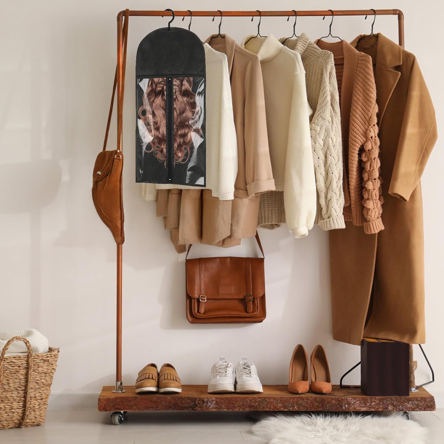 6/12 Pcs Wig Storage Bags with Hangers & Tags, Dust-Proof Organizer for Multiple Wigs, Hair Extensions & Accessories, Ideal for Home, Travel & Closet Storage