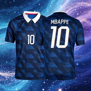 2026 France National Home Blue 10# Mbappe 7# Dembele Short And Long Sleeve Soccer Jersey Fans Version