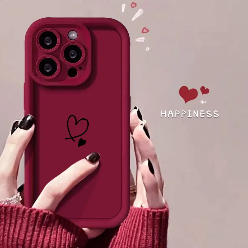 Heart Tiny Embrace Soft Silicone TPU Cellphone Case - Multi-Model Accessories for iPhone Series, Shockproof, Full Coverage, Raised Bumper, Enhanced Lens & Screen Protector (18,17/17E/Mini/Pro Max,16/16Pro,15 Pro Max,14,13,12,11,X Plus Air)
