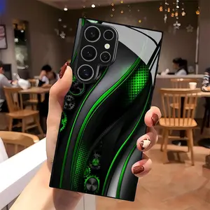 Gear Curve Pattern Tempered Glass Case for Samsung S25-S20, Note20-Note10, a Series, Anti-Drop, Light Weight, Trendy Design
