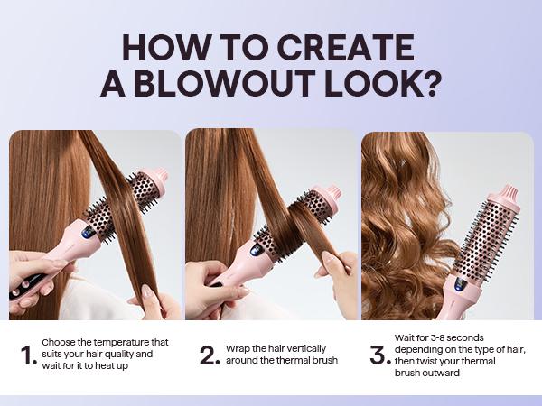 Wavytalk Thermal Brush, Blowout Boost 1.5 inch Heated Round Brush for Blowout Look, Dual Voltage, Pink, Sakura, Tourmaline Ceramic, Negative Ion Technology, 5 Temperature Settings, Less Damage