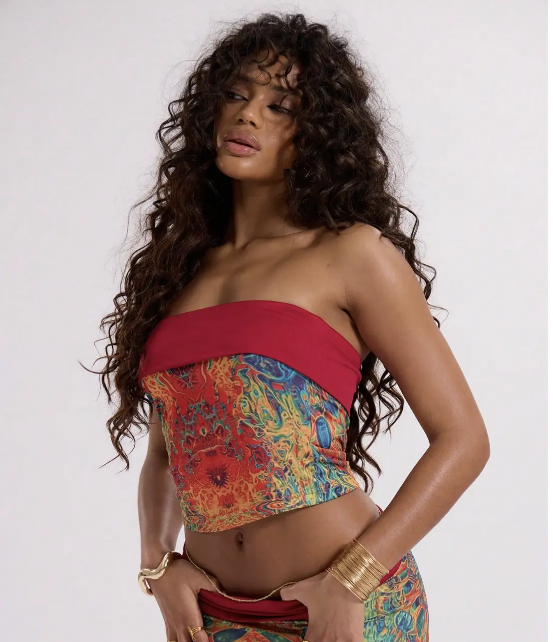 Psychedelic Print Bandeau Top