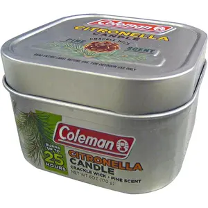 Pine Scented Citronella Candle with Wooden Crackle Wick - 6 oz Tin