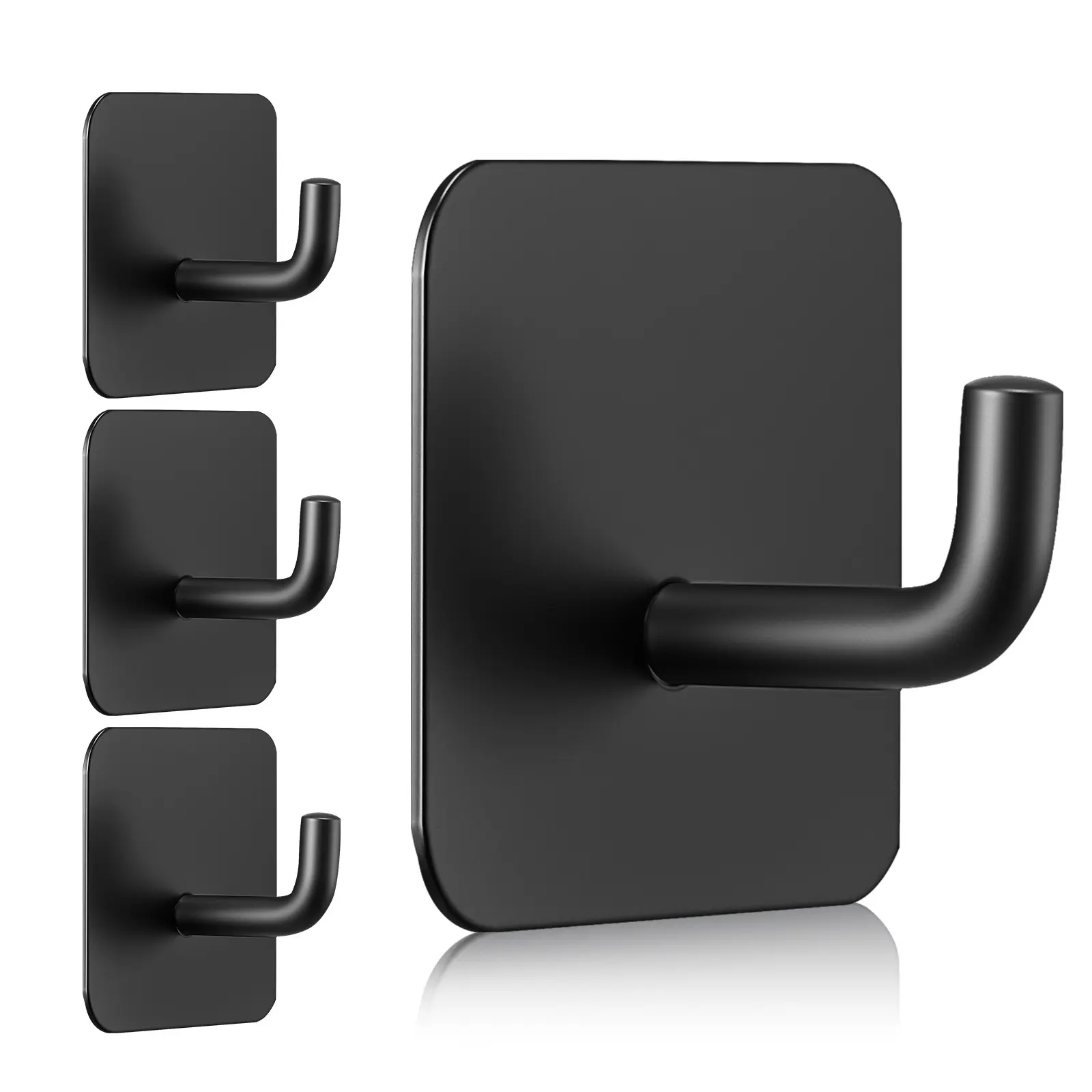 【SummerFinds】VEVOR Adhesive Hooks, 4 Pack Self-Adhesive Towel Coat Hooks, Heavy-Duty Wall Hook Hold 15 lbs (Max), Stainless Steel Sticky Hanger, for Bathroom, Kitchen, Hanging Towel, Coat & Keys (Matte Black)