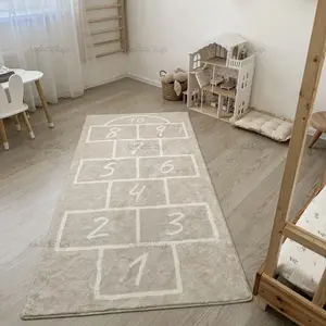 Bedside Carpet for Bedroom, Nordic Style Simple Digital Rug, Soft Plush Foot Mat, Room Decor, Suitable for Living Room