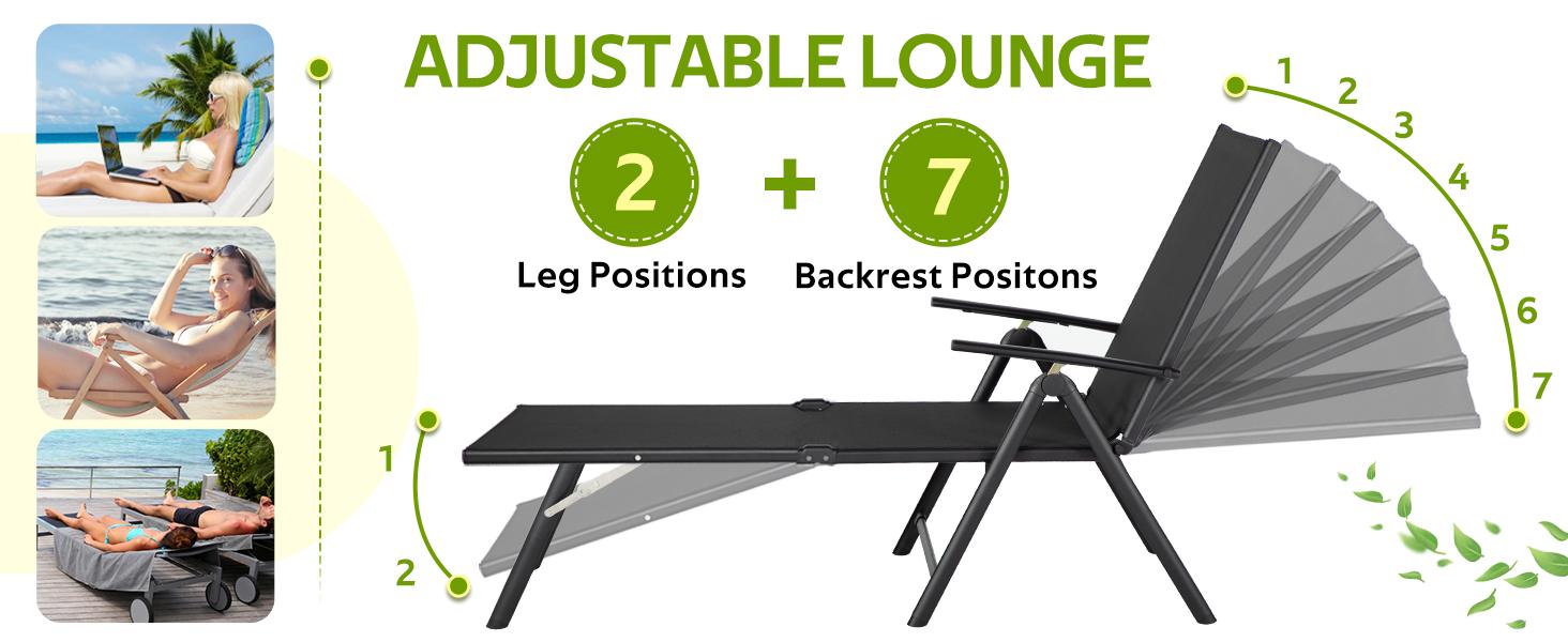 AECOJOY Outdoor Chaise Lounge Set of 2, Adjustable Reclining Folding Pool Lounger for Poolside, Outside/370lb Weight Capacity AECOJOY Outdoor Chaise Lounge Set of 2, Adjustable Reclining Folding Pool Lounger for Poolside, Outside/370lb Weight Capacity