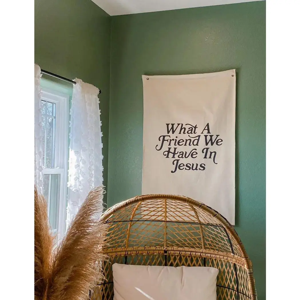 What a Friend We Have in Jesus Hymn Tapestry, Vintage Christian Sheet Music Wall Hanging, Inspirational Scripture Home Decor, Religious Song Lyric Wall Art, Classic Christian Hymnal Decorative Pendant