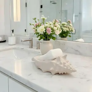 Seashell-Shaped Soap Dish – Aesthetic Soap Holder for Bathroom, Sink & Kitchen, Cute Small Gift for Family & Friends