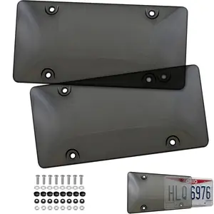Unbreakable smoked color License Plate Cover car stuff for Car & Truck Accessories Black Transparent 2pcs protector de placa para auto Automotive Vehicle tinted license plate frames