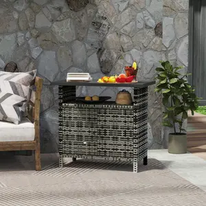 Wicker Outdoor Storage Cabinet - 2 Doors, 1 Shelf - Outdoor Pool Towel Storage Solution, Mixed Gray