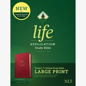 Tyndale NLT Life Application Study Bible, Third Edition, Large Print (LeatherLike, Berry, Red Letter) – New Living Translation Bible, Large Print Study Bible for Enhanced Readability