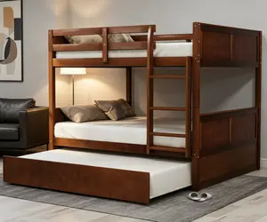 Full Over Full Bunk Bed with Trundle, Space-Saving Indoor Furniture for Room Maximization