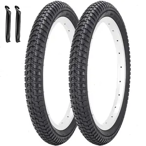 2 Pack 20 Inch Bike Tires Mixed Pattern 20 x 2.125 57-406 Kids Bicycle Folding Replacement Tires for 20 x 2.0/2.10/2.125/2.15 BMX Road City Mountain Bike