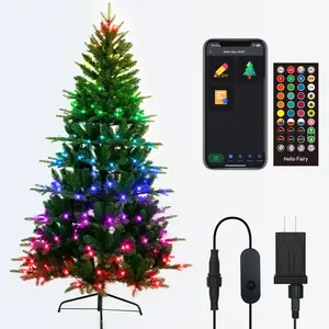 Avatar Controls 6FT Smart Christmas Tree DIY Color Changing, App Control 100+ Preset Scenes Chasing Effect Artificial Lighted Tree Folding for Home Party Xmas Decorations Ornaments