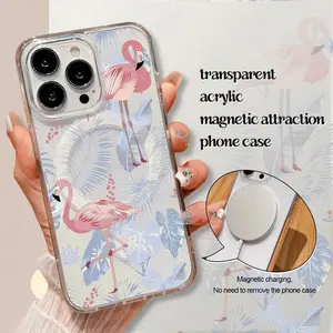 Flamingo Tropical Leaves Pattern Phone Cases for iPhone 17 16 Pro Max 15 14 13 12 11 Pro, New Magnetic Transparent Advanced Protective Phone Cover