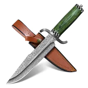 Purple Dragon Camping Knife with Sheath, Green Pakkawood Handle, Ideal for Kitchen & Outdoor Activities, Perfect Gift for Men & Women