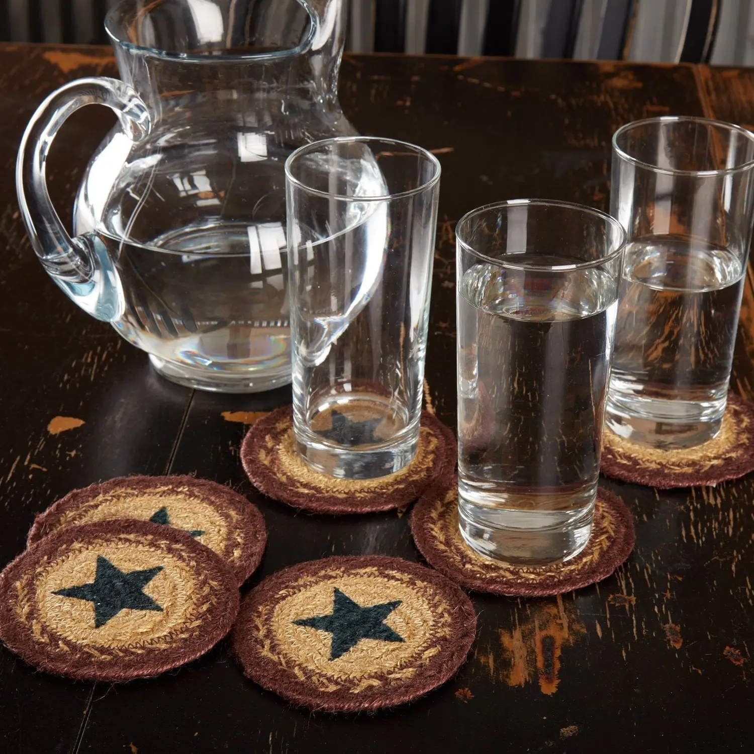 Navy Star Braided Coasters