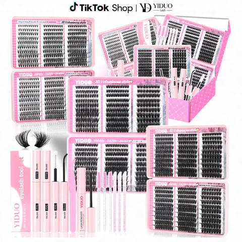 YIDUO Lash Clusters Extension Kit – Mixed Volume Individual Lashes with Lash Book, Multi-Volume Design, High Cost-Effectiveness, Includes Bond & Seal, Suitable for Beginners & Professionals