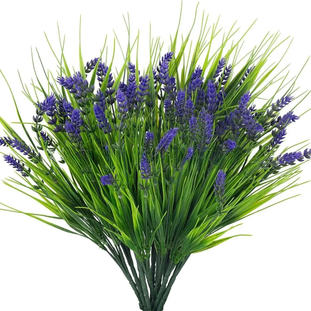 12 pcs Artificial Monkey Grass with Lavender Flowers - UV Resistant, Weatherproof, and Realistic Faux Greenery for Outdoor Hanging Planters, Home Garden and Indoor Decor, Artificial Outdoor Plants, Artificial Simulation Plant
