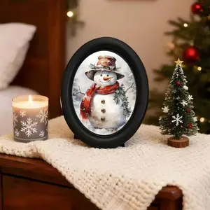 Gothic Victorian Style Wall Decor, Vintage Christmas Snowman 3D Mural, Handmade Photo Transfer Craft, Perfect for Halloween & Home Room Decoration