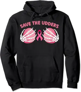 Save The Udders Cow Skeleton Hand Halloween Breast Cancer Pullover Hoodie - Lyubovboris Shop 72B0CK6XNT7P