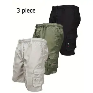 Men's Workwear Shorts 3pcs Set Camouflage Workwear Shorts Outdoor Tactical Shorts Summer Casual Sports Pants Loose Elastic Waist Work Hiking Sports Shorts 3pcs Set baggy short