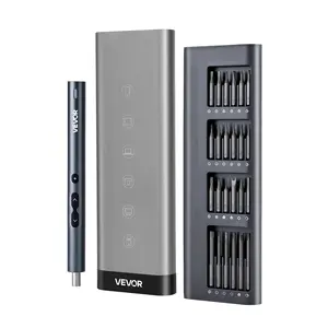 VEVOR Mini Aluminum Alloy Electric Precision Screwdriver Kit, 48 S2 Steel Magnetic Bits, Magnetic Storage Box, LED Lights, Type-C Charge for Phone & Electronics Repair