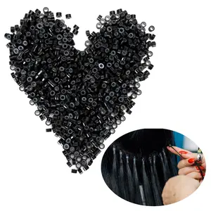 500 Pieces Seamless Hair Clips (5mm Silicone Lining), Durable I-Type Hair Extensions Tools, Professional Salon Use, Single Pack