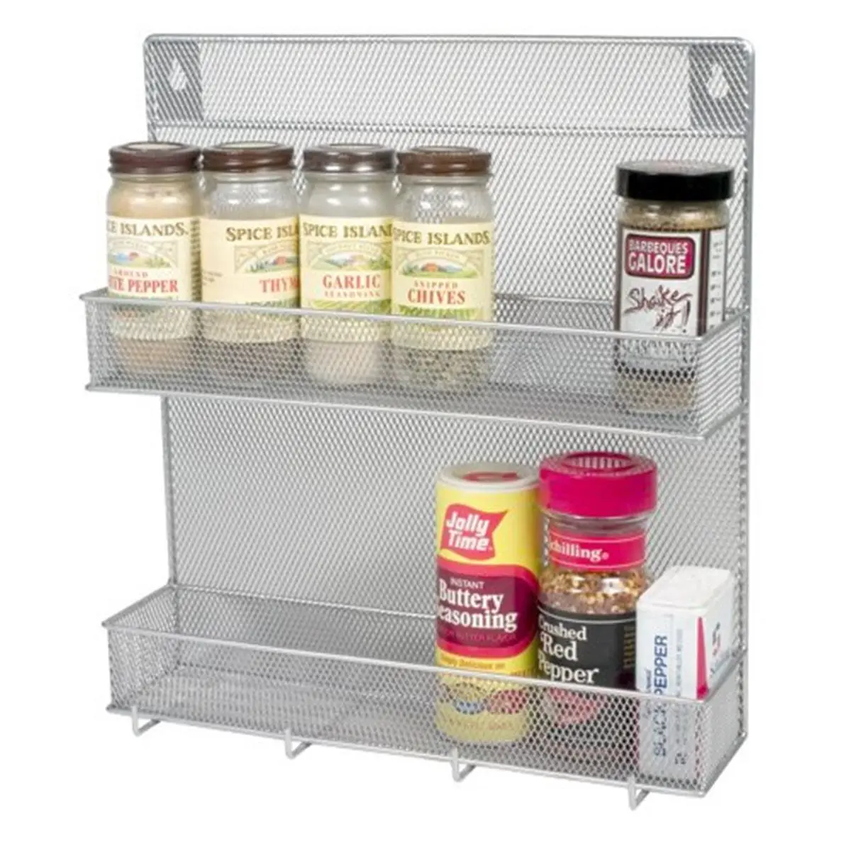 212 MAIN 2-Tier Spice Rack Organiser with Hooks - Wall or Cabinet Mount Kitchen Storage Accessory for Space-Saving Kitchen Organization