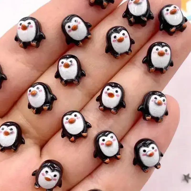 50pcs, mini resin penguin series flat back stone figurines DIY with Charms, Crafts wedding scrapbook nail accessories, scene decoration, holiday decoration, home decoration, Christmas decoration
