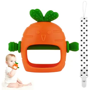 BPA-Free Carrot-Shaped Silicone Baby Teething Toy – Soothing Relief for Infants 0-24 Months – Teether for Sore Gums – Easter Gift