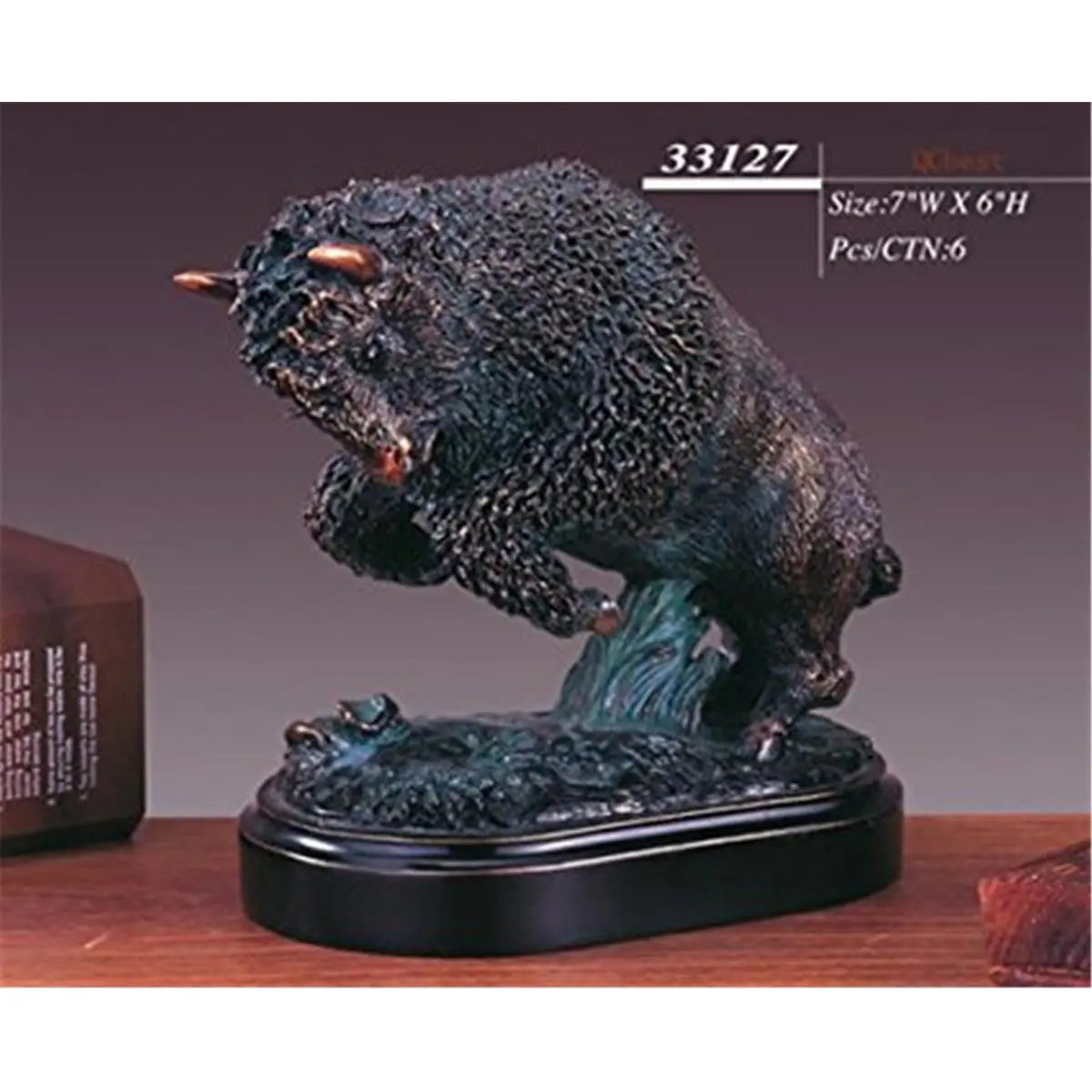 212 MAIN Bronze-Plated Designer Resin Buffalo Sculpture - Handmade Craft, Bronze Patina Buffalo Art, Collector Statue, Cultural Art Decor, Home Ornaments by Marian Imports