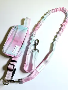 Luna Cloud Hands-Free Reflective Bungee Leash Set with Adjustable Waist Belt & 360° Swivel Clip for Small Medium Large Dogs zipper pouch Walking Harness Universal Harness