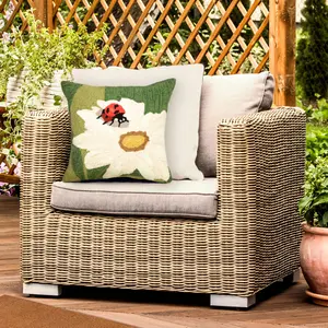 Lush Decor FRONTPORCH Indoor/Outdoor Handmade Pillow - Transitional Graphic Botanical Animal Accent  (Ladybug)