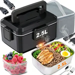 Grey Pink White Multi Color Electric Lunch Heater Box, 80-100W Rapid Heating Stainless Steel Liner with Cleaning Wipe Accessory
