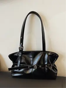 Vintage Solid Color Belted Shoulder Bag, Large Capacity Casual Commuter Bag, Simple Style for Outdoor Use, Perfect for Daily Use