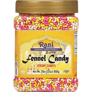 Rani Sugar Coated Fennel Candy 2lbs (32oz) 908g Bulk, PET Jar ~ Indian After Meal Digestive Treat | Vegan | Gluten Friendly | NON-GMO | Kosher | Indian Origin
