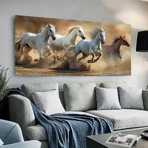 1pcs framed canvas painting,[Home Relaxation]Dynamic Galloping Horse Canvas Art, Vivid Earth Color Wall Decor for Living Room and Bedroom, Gift for Horse Lovers, Suitable for Living Room, Office, Bedroom, Home Decor, Office Decor