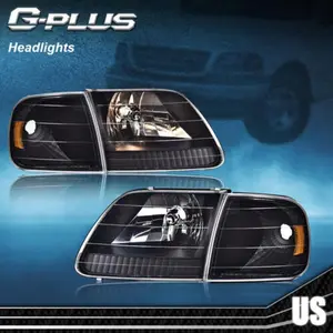 Black Headlights & Corner Light Fit For 1997-2003 Ford F150 1997-2002 Expedition